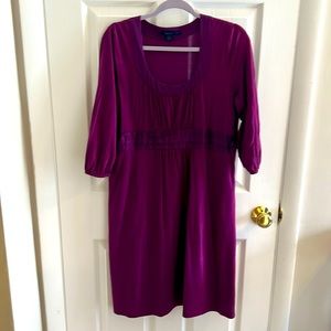 Purple Silk Cotton blend Boden dress with silk trim details size UK16 US12